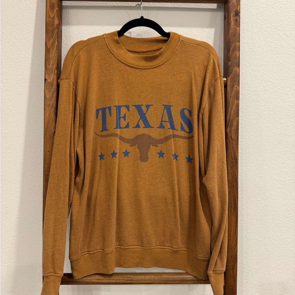 Texas Longhorn Graphic Sweatshirt - Rust with Navy Print